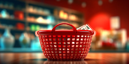 basket market shopping store retail food grocery supermarket shop delivery. Generative AI.の素材