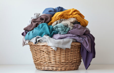 Domestic textile clothes cotton basket pile clean dirty fabric laundryの素材