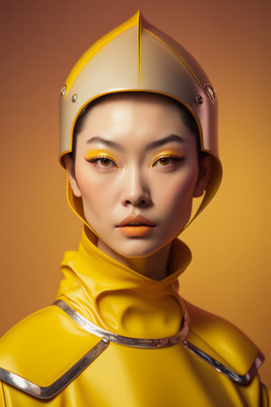 latex woman creative glamour hat fashion art portrait glasses colourful beauty. Generative AI.の素材