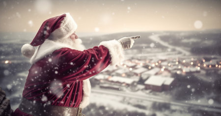 man holiday old background claus hat point christmas vintage board empty santa. Generative AI.の素材