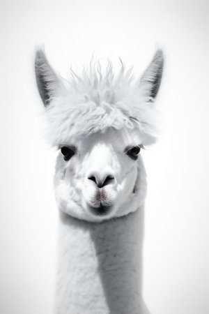 Llama nature animal mammal alpaca farm fur lama white headの素材