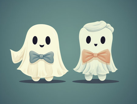 Halloween cartoon spooky design love celebration ghost illustration cuteの素材