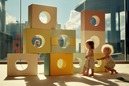 Leisure little young childhood playful active summer kid person playground childrenの素材