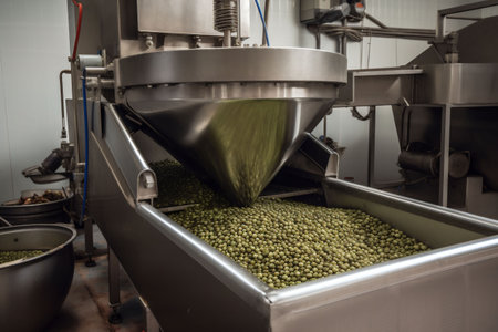 liquid tanks industry factory food machinery oil olive production industrial. Generative AI.の素材