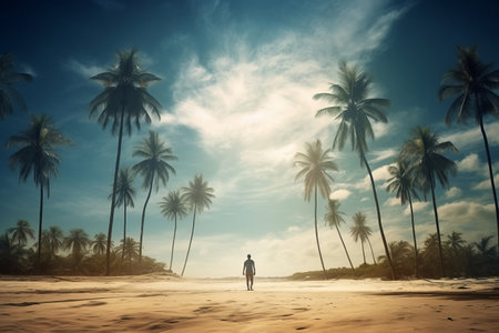Nature sea beach ocean sunset sky water tropical tree summer travelの素材