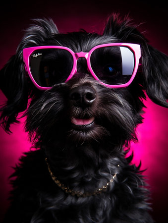 Portrait dog pets puppy cute animal sunglassesの素材