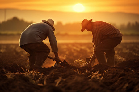 Farming field nature farmer organic gardening agriculturalの素材