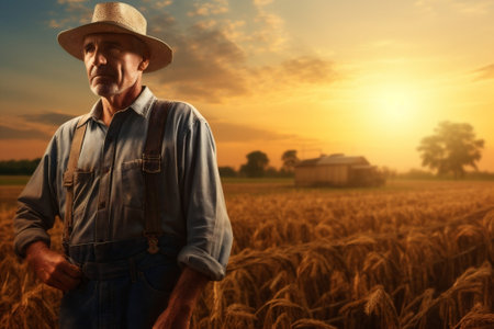 Male man field countryside farming farmer agricultural caucasian crop farmland natureの素材