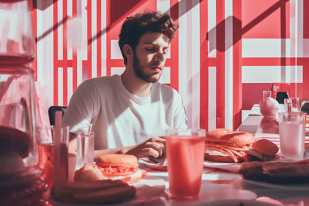 Modern men sitting portrait looking lifestyles young male adult caucasian casual personの素材