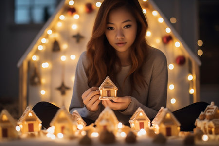 Young woman beauty female winter christmas holidayの素材