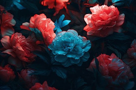 peony bloom bright flora blossom design nature neon flower colours. Generative AI.の素材