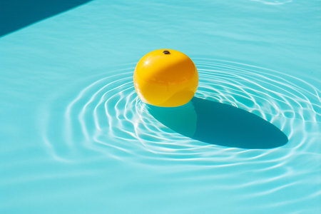 ring rescue circle pool yellow sunlight water vacation resort float. Generative AI.の素材