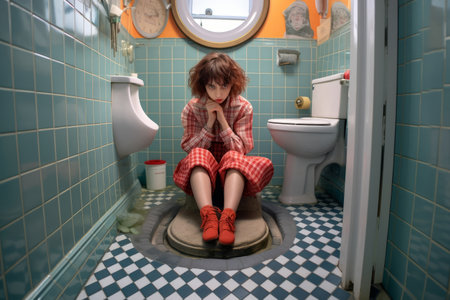 Problems female person women stress pain unhappy sitting depressed portrait sad youngの素材