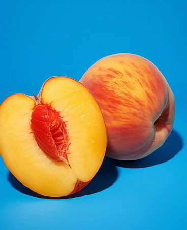 Food fresh peach fruit juicy ripeの素材