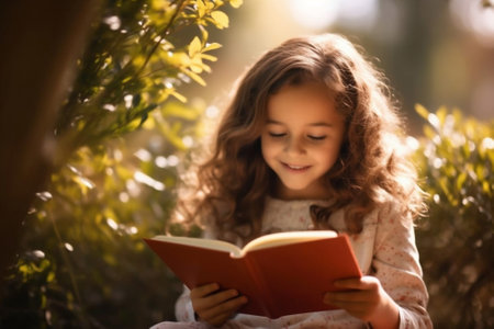 Girl book beauty kid child little read cute person education childhood adorableの素材