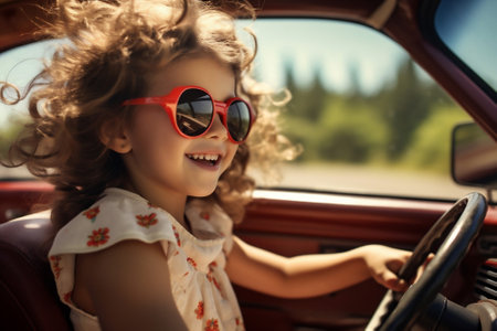 Travel happy child cute girl childhood carの素材