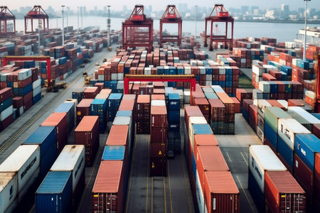 Cargo shipping containers transportation loadingの素材