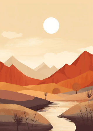 Mountain summer landscape travel background hill illustration design nature skyの素材