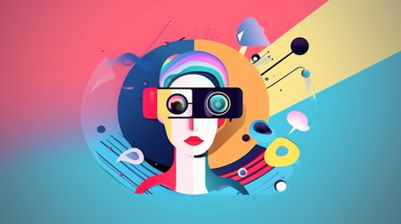 computer man illustration panic laptop news work suit tv technology concept. Generative AI.の素材