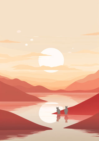 Landscape background travel nature sunset skyの素材