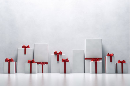 present happy decoration surprise box holiday christmas gift gold white. Generative AI.の素材