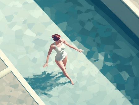 swim woman summertime pool illustration girl person summer young water holiday. Generative AI.の素材