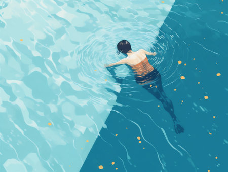 woman pool holiday girl illustration young relaxation swim water person summer. Generative AI.の素材