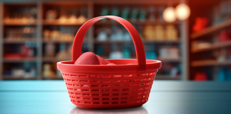 shopping supermarket store shop retail market basket food delivery grocery. Generative AI.の素材