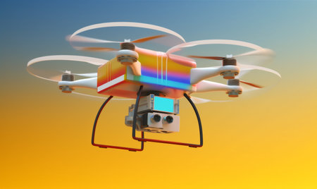 helicopter air technology delivery drone cargo blue fly fast aircraft. Generative AI.の素材