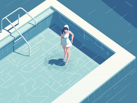 woman pool swim design person girl water summer holiday illustration young. Generative AI.の素材