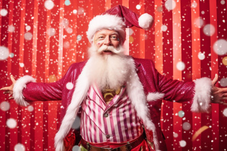 fun man holiday glasses red santa party celebration trendy hipster christmas. Generative AI.の素材