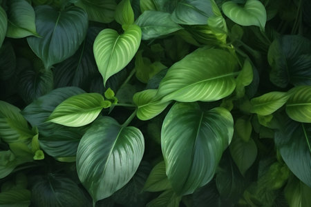 tree nature bright leaf palm colourful green jungle background forest tropical. Generative AI.の素材