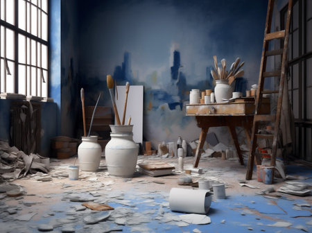 tool craft workspace paint creative artist workshop art design artistic. Generative AI.の素材