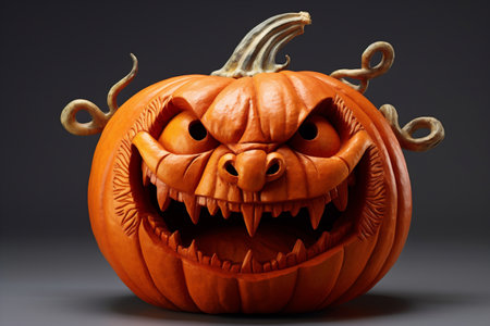 jack holiday pumpkin decoration face orange smile halloween isolated background lantern. Generative AI.の素材