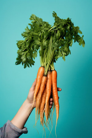 Healthy vegetables food agriculture green carrots fresh background bunch orange organic vegetarianの素材