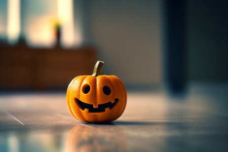 halloween orange face pumpkin holiday isolated lantern decoration background jack smile. Generative AI.の素材