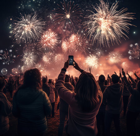 Man year person festive fun event holiday party celebrate new night happy crowdの素材