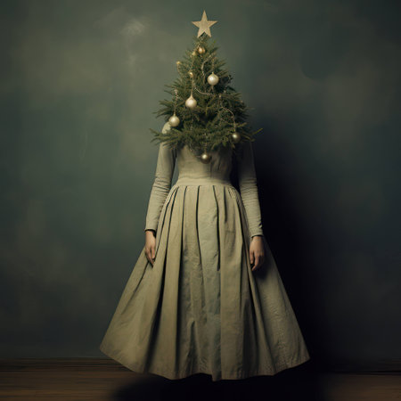 Woman paper female model decorating ornament ribbon person family glamour happy child pretty lady christmas girlの素材