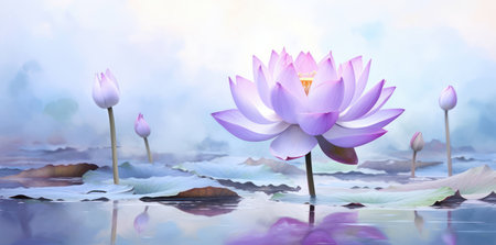 Background nature flower water lily lake botany green blossom beauty plant blooming lotusの素材