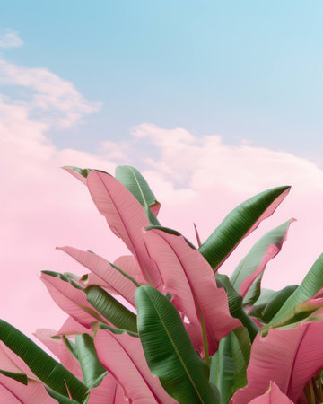 Design blue plant colorful green pastel background nature cactus background pink summer sky brightの素材