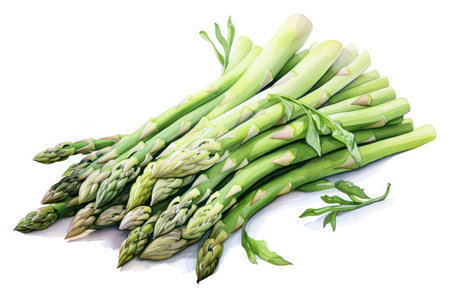 Raw vegetarian vegetable white healthy food background fresh asparagus green ingredientの素材