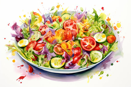 Green meal vegetarian lettuce vegetable healthy dinner onion salad background cucumber lunch food freshの素材