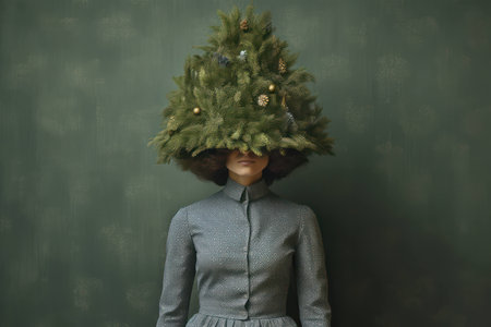 Woman surprise caucasian xmas person home female new mood woman background white young pretty holdingの素材