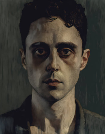 Skin facial depression macho men think men sullen sad background sadness male expression humanの素材