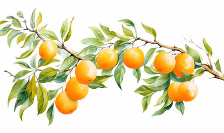 Oranges leaves ripe agriculture plant healthy green food nature fruits background branch tree freshの素材