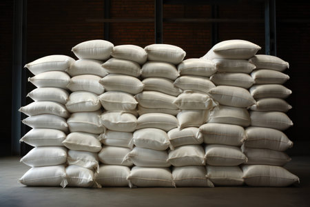 Sack background industrial bags white agriculture background warehouse rice material food grainの素材