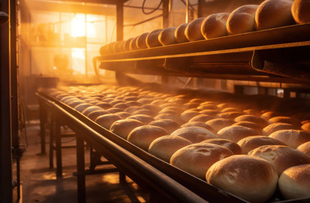 Food bakery bake plant bread pastry fresh dough manufacture industrial productionの素材