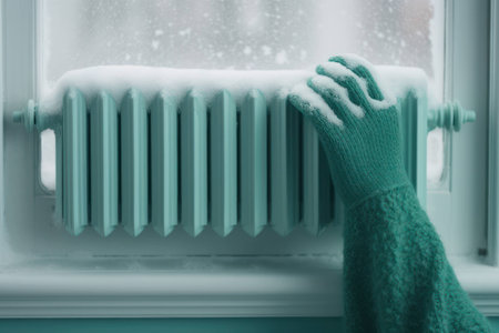 Background woman housework winter background season cleaning closeup cold window house indoors hand white serviceの素材