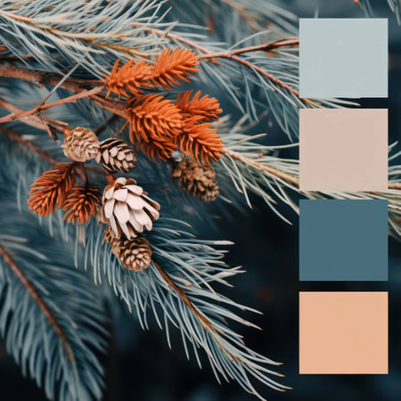 Evergreen nature pine green tree backgroundの素材