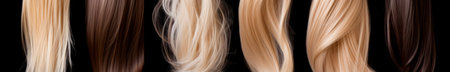 Woman care beauty background brown background nature salon textured hair closeup shiny stylingの素材